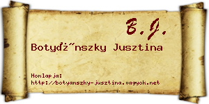 Botyánszky Jusztina névjegykártya